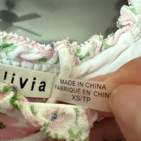 Alice + Olivia Rianna Puff Sleeve Floral Cropped Top XS - Picture 6 of 10